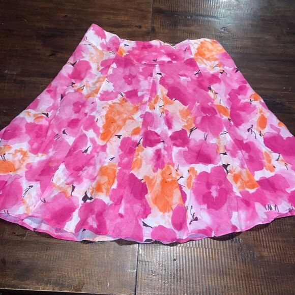 Allison Taylor Floral Linen Skirt Ladies size 10 - Picture 1 of 6